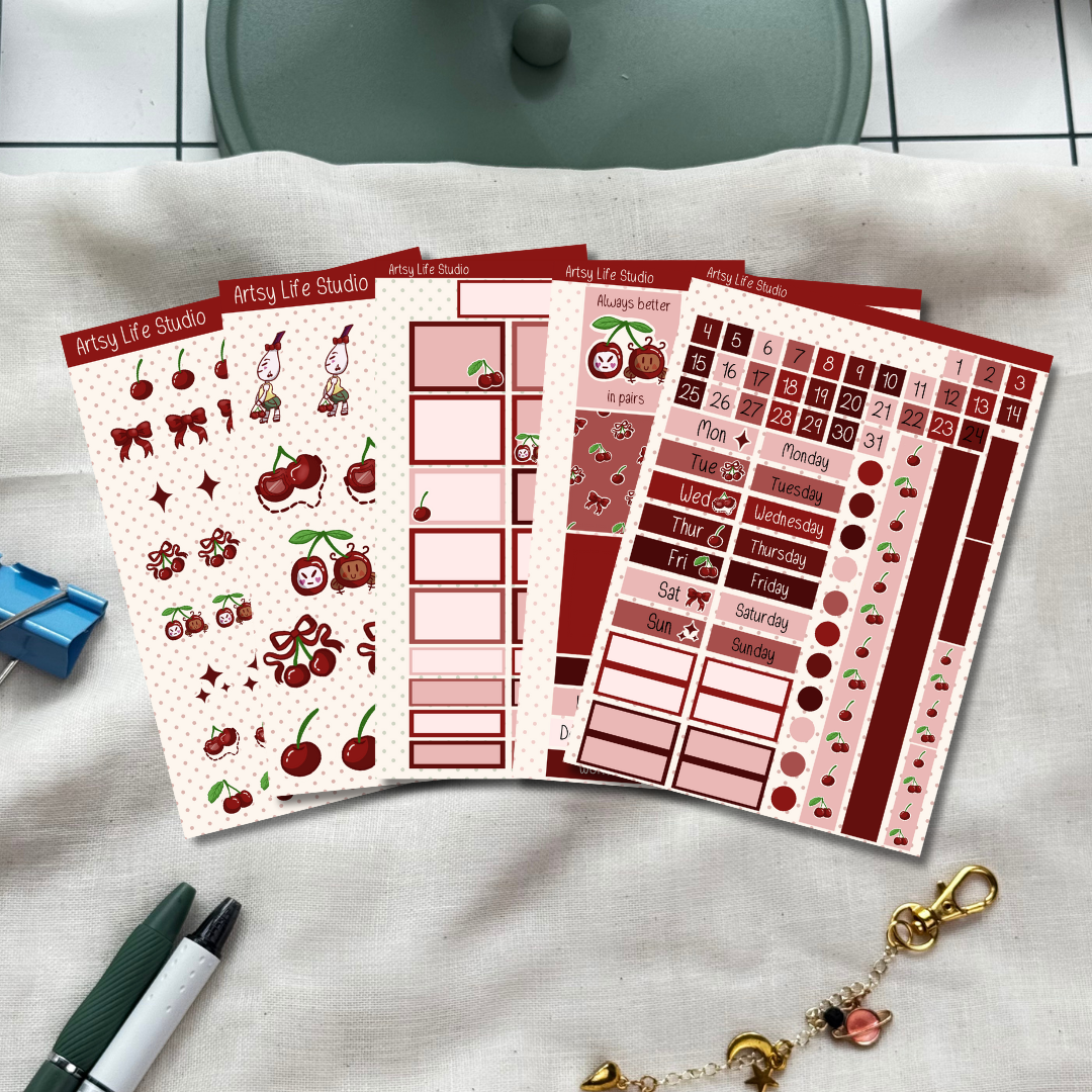 Cherry Planner Sticker Sheets
