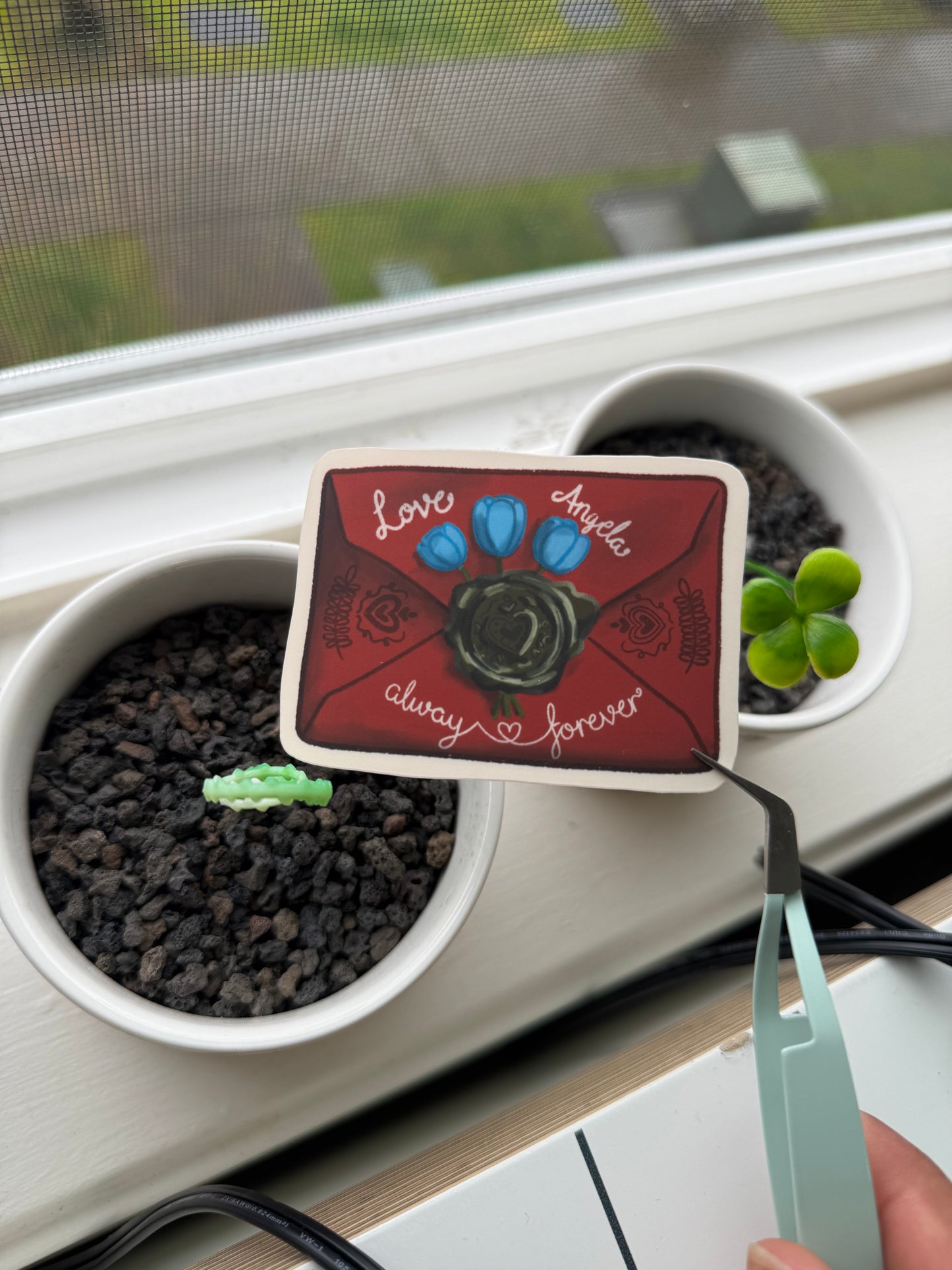 Angela's Envelope Die Cut Sticker