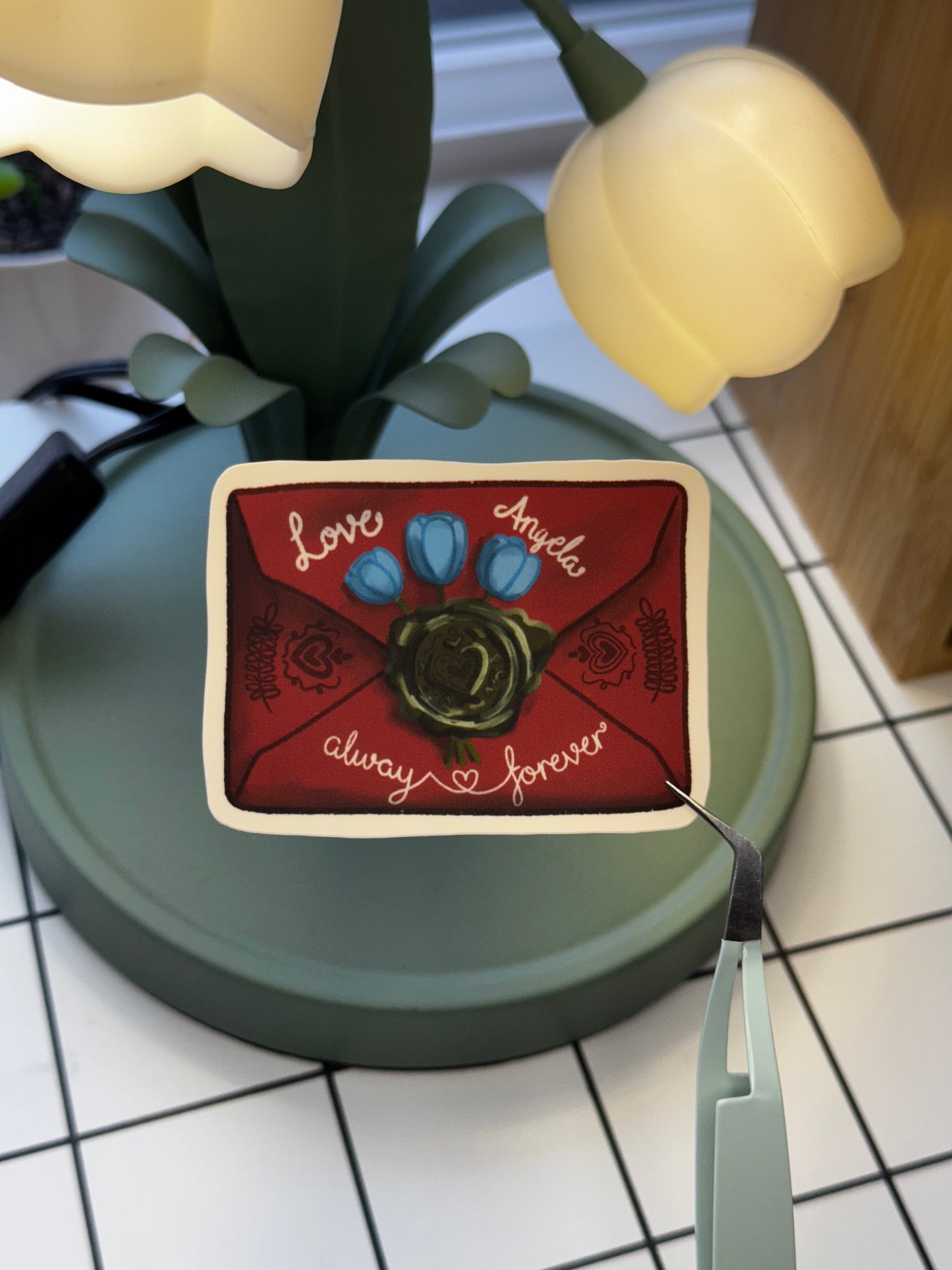 Angela's Envelope Die Cut Sticker