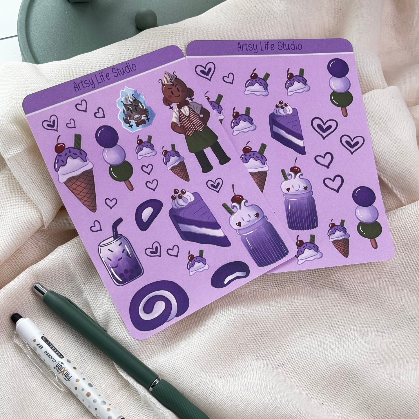 Taro Boba Sticker Sheet Set