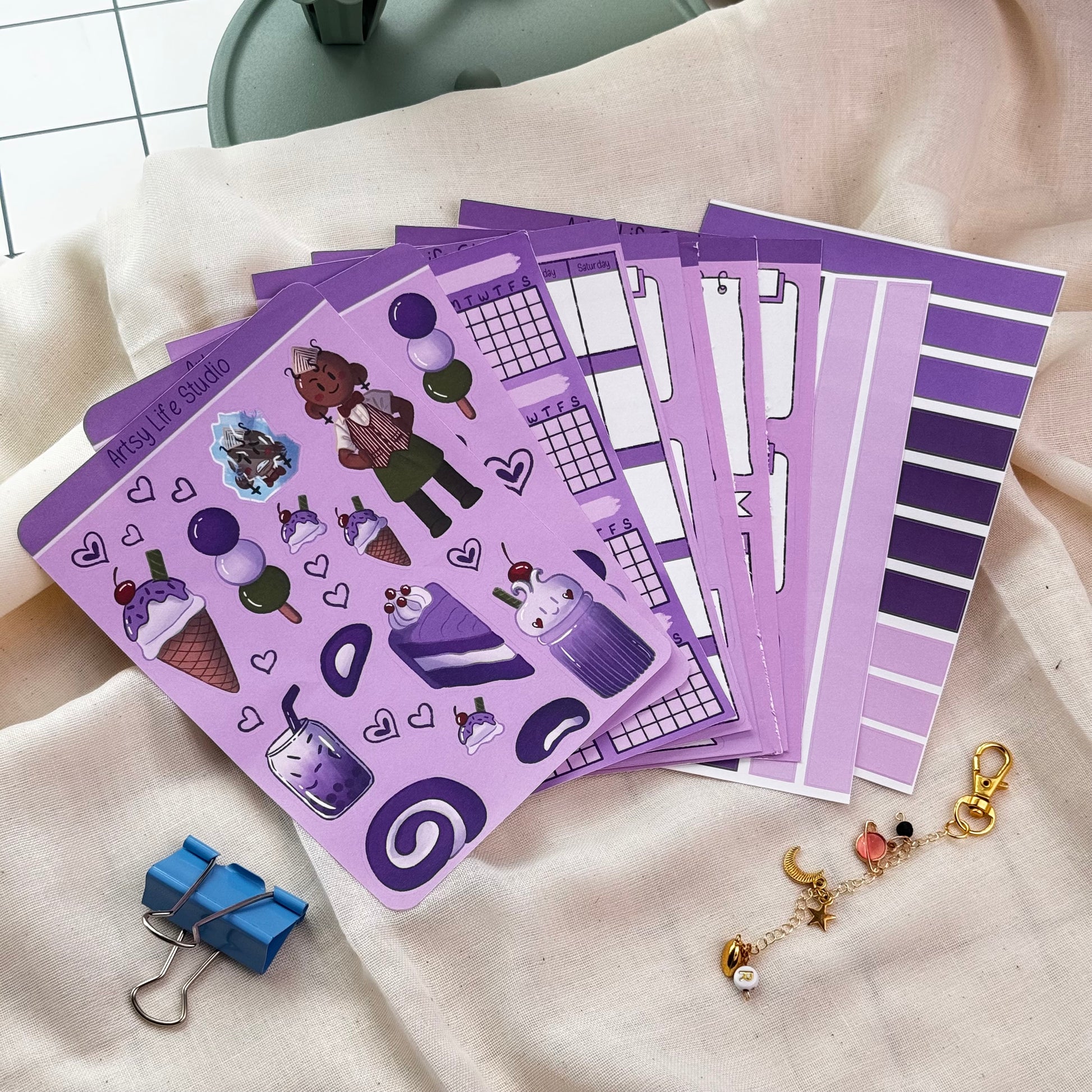 Taro Boba Journal Sticker Set