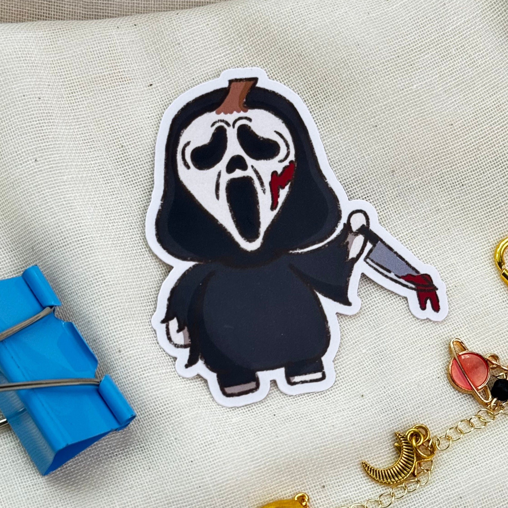 Ghost Face Halloween Die Cut Waterproof Sticker