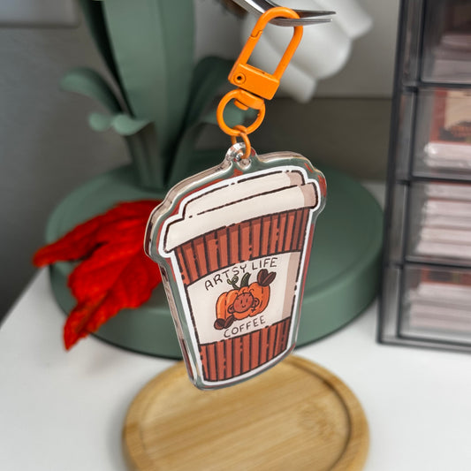 Pumpkin Spice Hot Coffee Acrylic Keychain