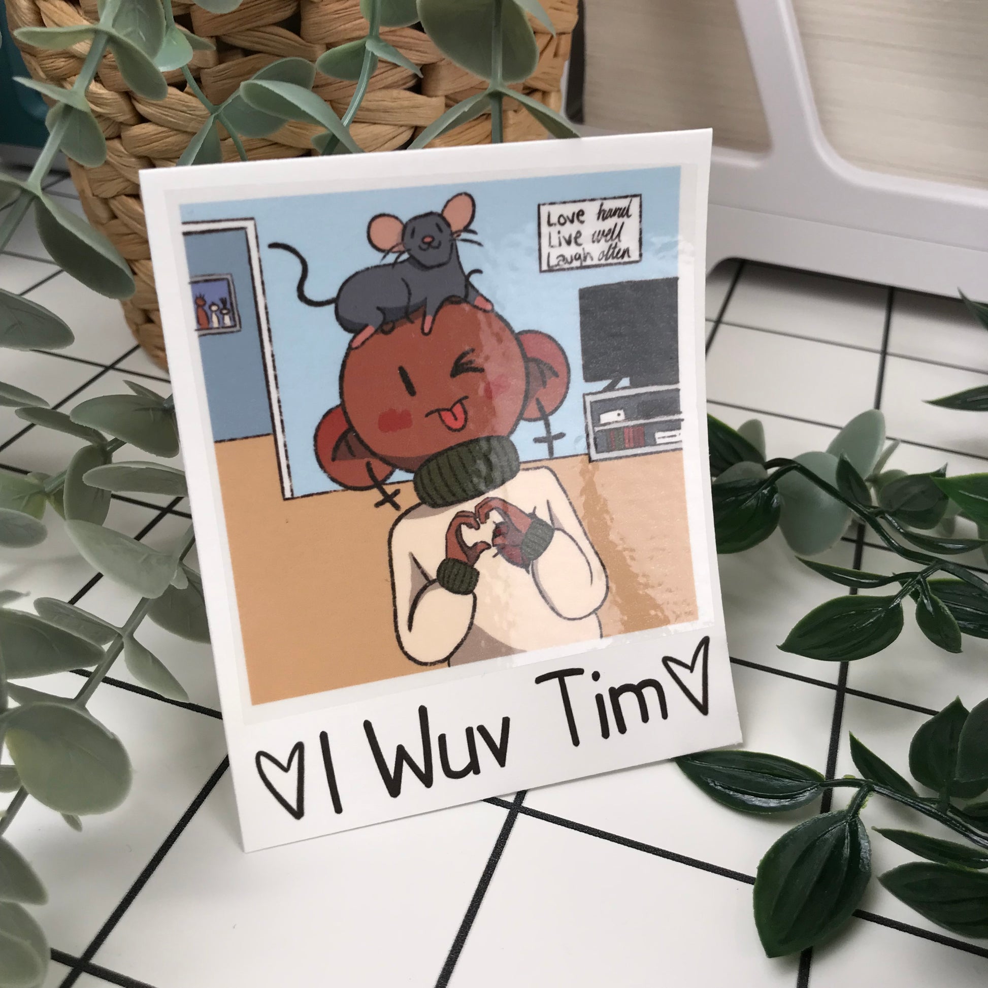 i wuv tim cute and kawaii pet polaroid art print