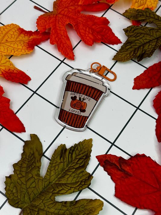 Pumpkin Spice Hot Coffee Acrylic Keychain