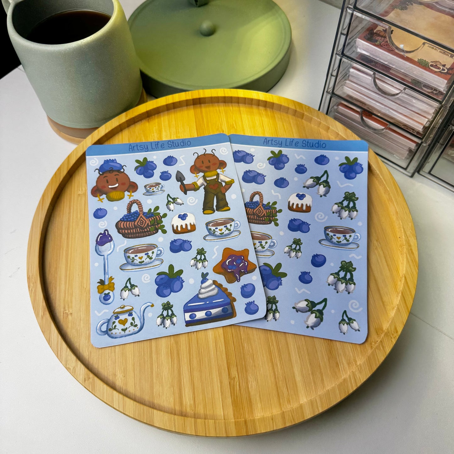 Blueberry Garden Cafe Waterproof Sticker Sheet