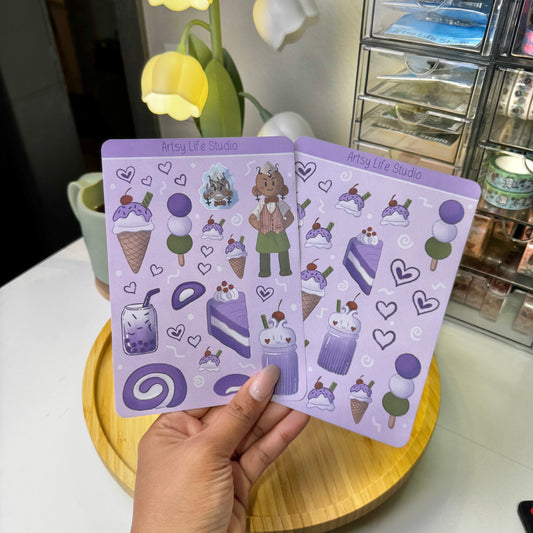 Taro Boba Waterproof Sticker Sheet Set