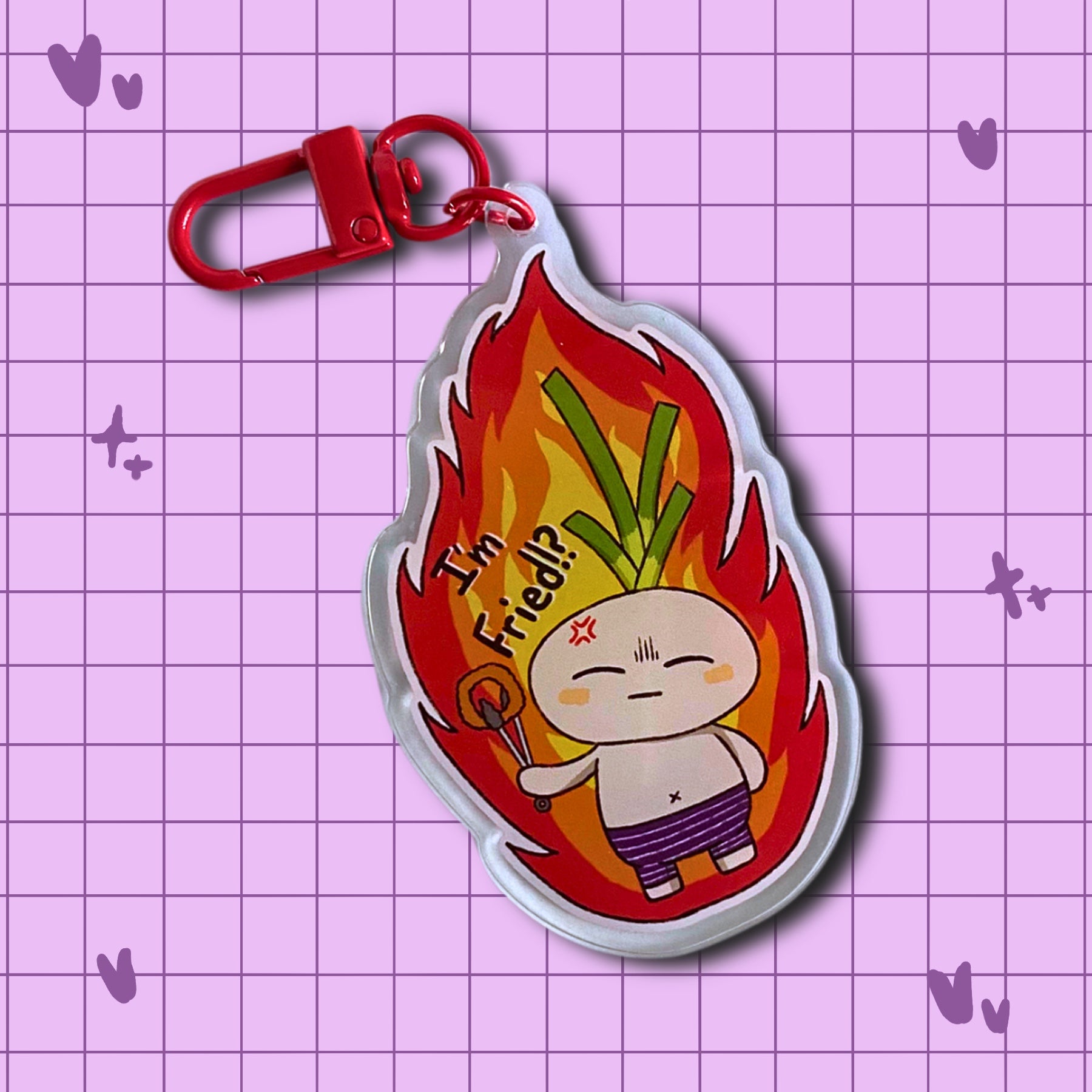 Fried minato cute acrylic keychain front 