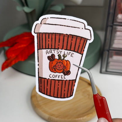 Pumpkin Spice Hot Coffee Waterproof Die Cut Sticker