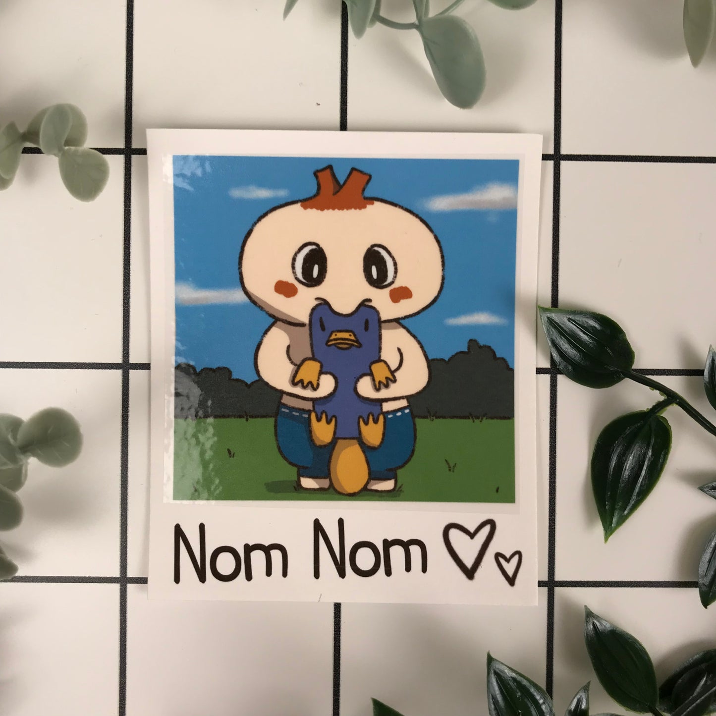 nom nom cute and kawaii pet polaroid art print