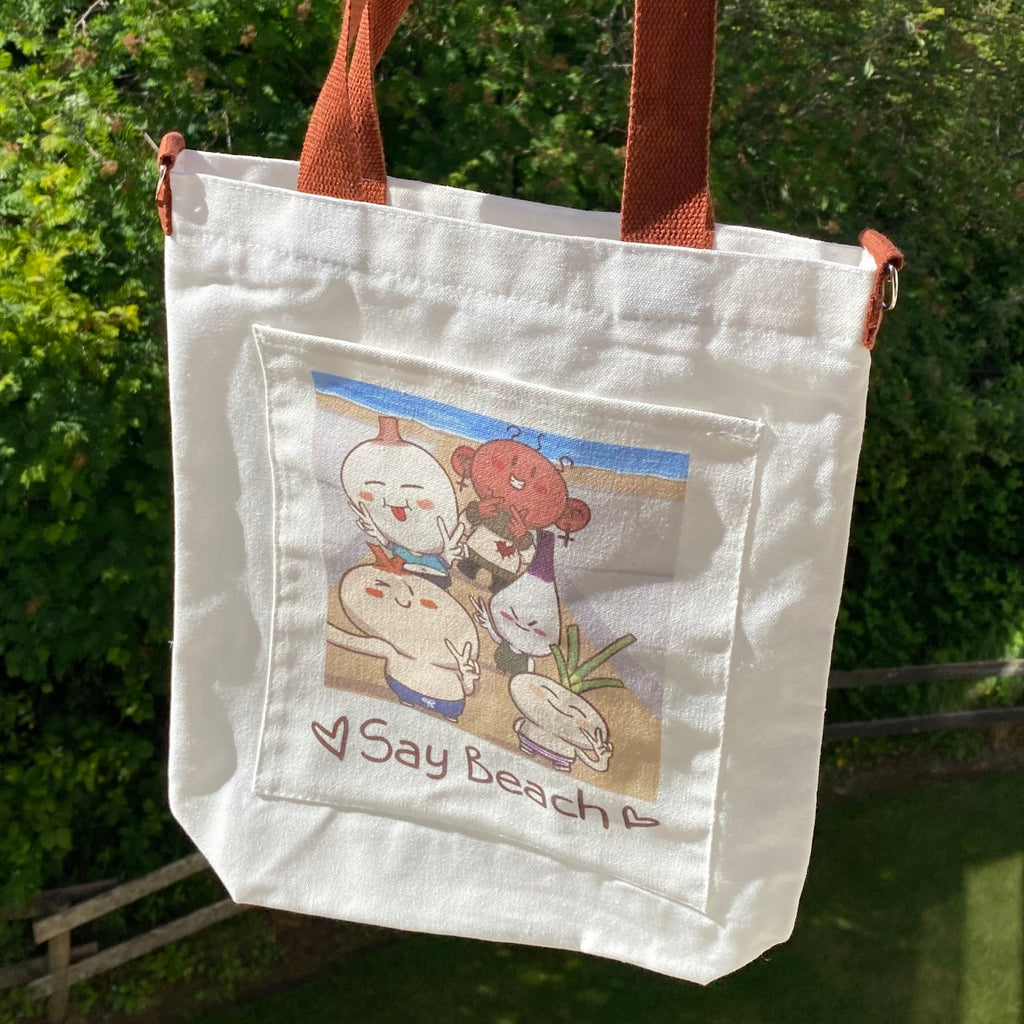 Say Beach Cute Canvas Tote Bag side