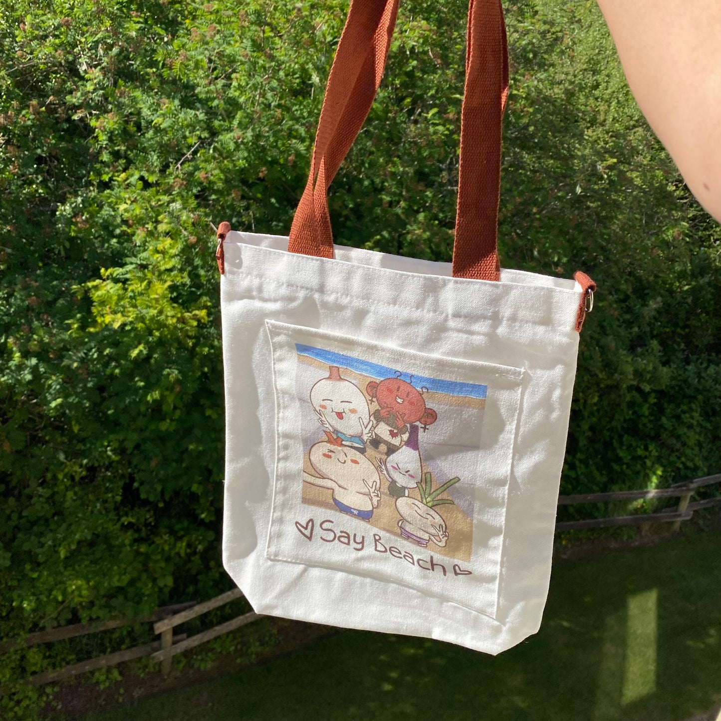 Say Beach Cute Canvas Tote Bag side