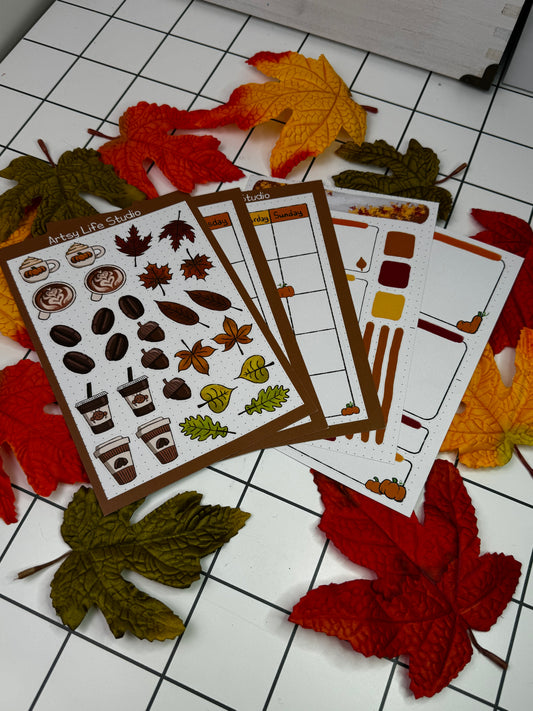 Autumn & Coffee Planner Sticker Sheet Pack