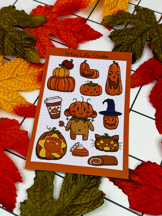 Pumpkin Crazed Autumn Waterproof Sticker Sheet