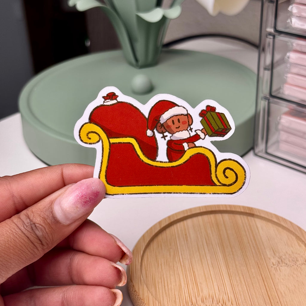 Santa is Coming Die Cut Sticker