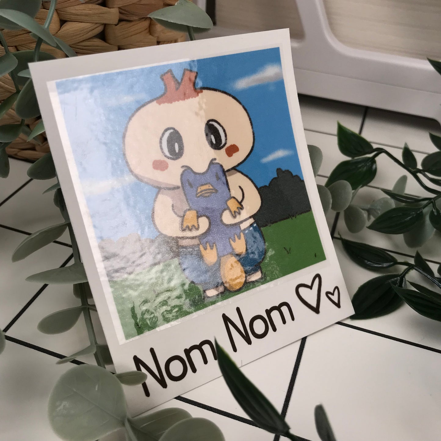 nom nom cute and kawaii pet polaroid art print