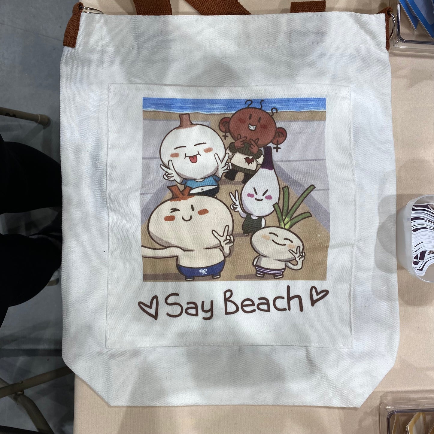 Say Beach Cute Canvas Tote Bag natural