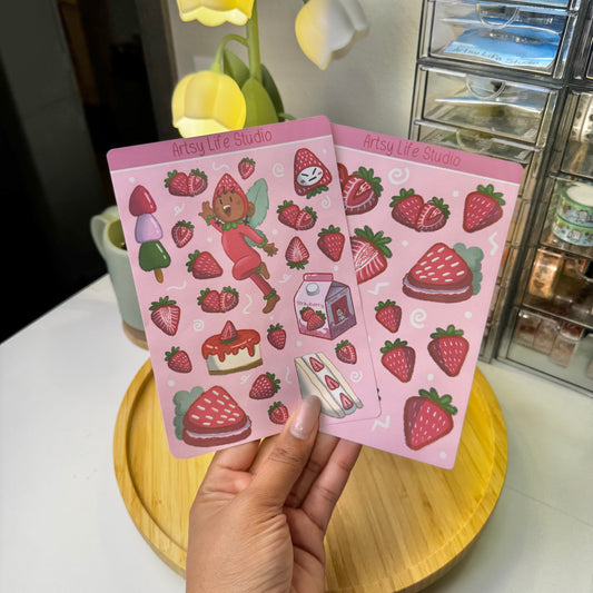 Strawberry Fairy Waterproof Sticker Sheet Set