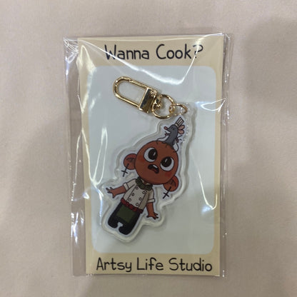 Wanna cook cute acrylic keychain back