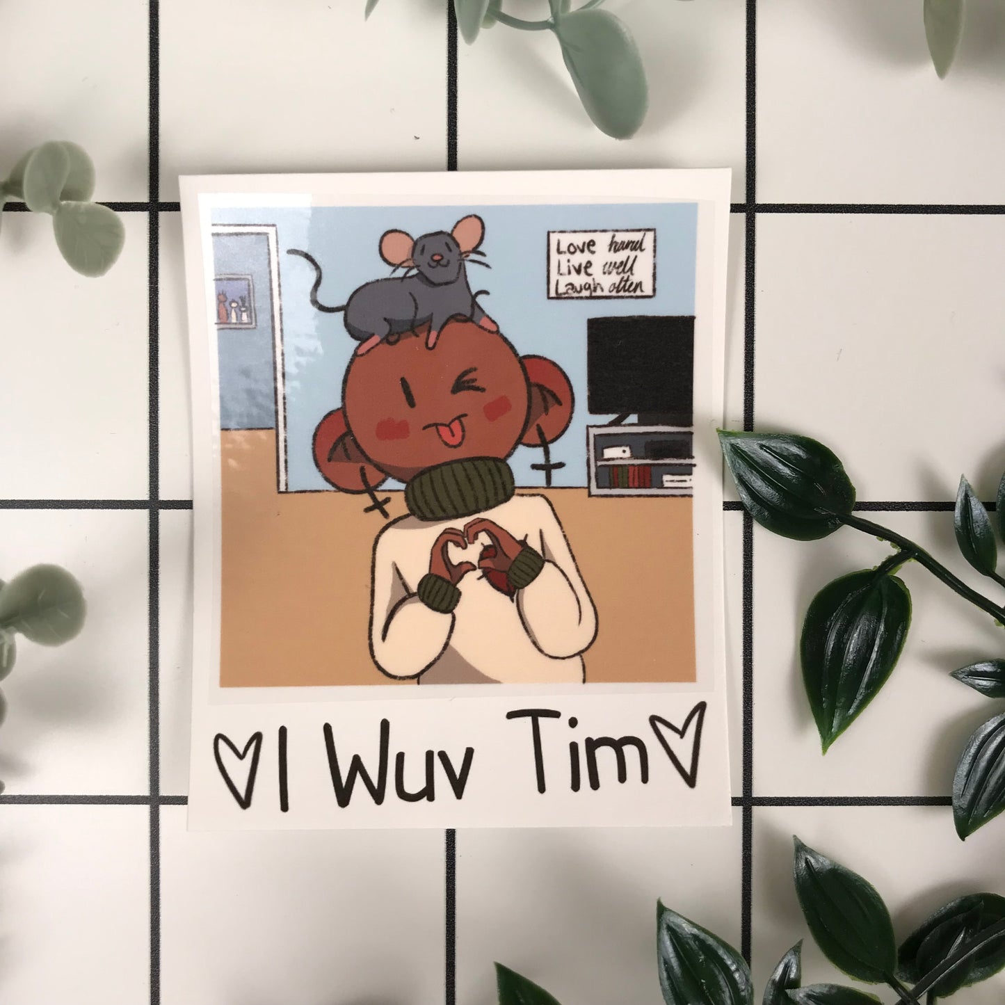 i wuv tim cute and kawaii pet polaroid art print