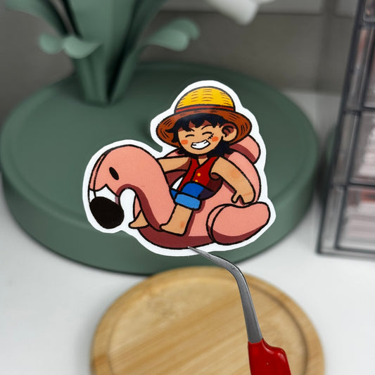 Flamingo Luffy One Piece Fan Art Waterproof Die Cut Sticker