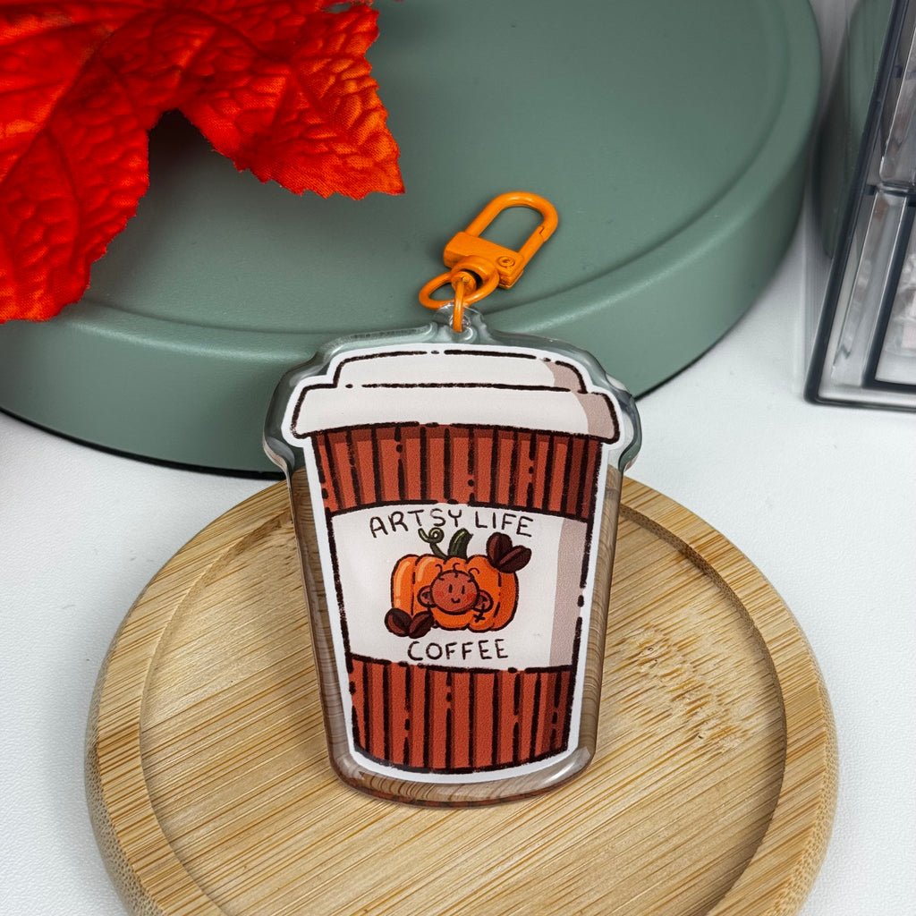 Pumpkin Spice Hot Coffee Acrylic Keychain