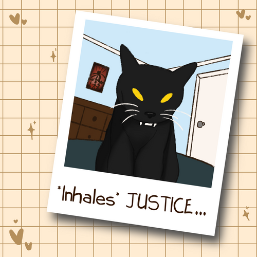 *Inhales* Justice Cat Mini Art Print