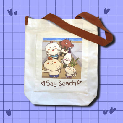 Say Beach Cute Canvas Tote Bag