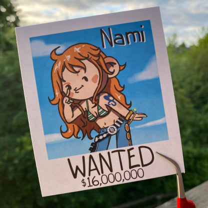 Nami Wanted One Piece Fan Art Print outside