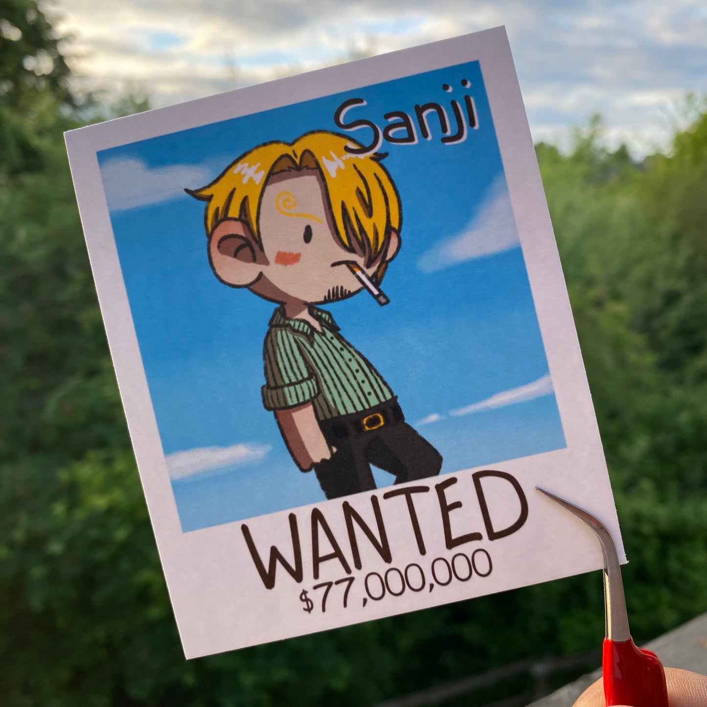 Sanji Wanted One Piece Fan Art Print outside