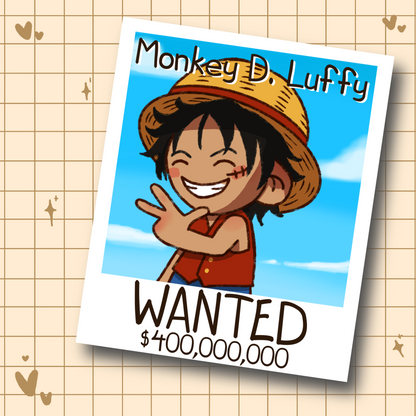 Luffy Wanted One Piece Fan Art Print