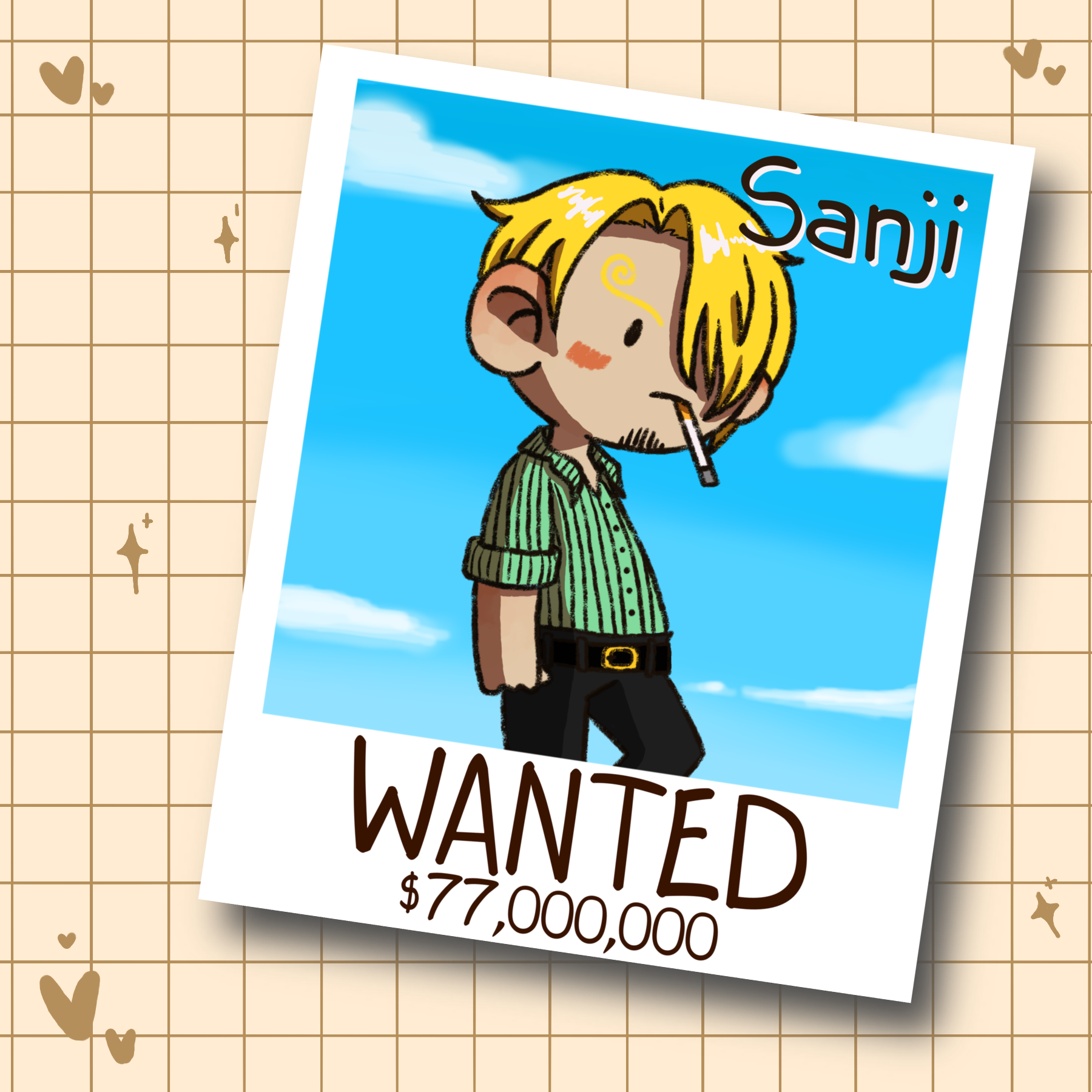 Sanji Wanted One Piece Fan Art Print