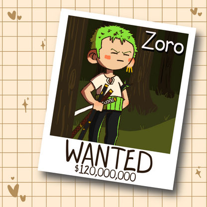 Zoro Wanted One Piece Fan Art Print