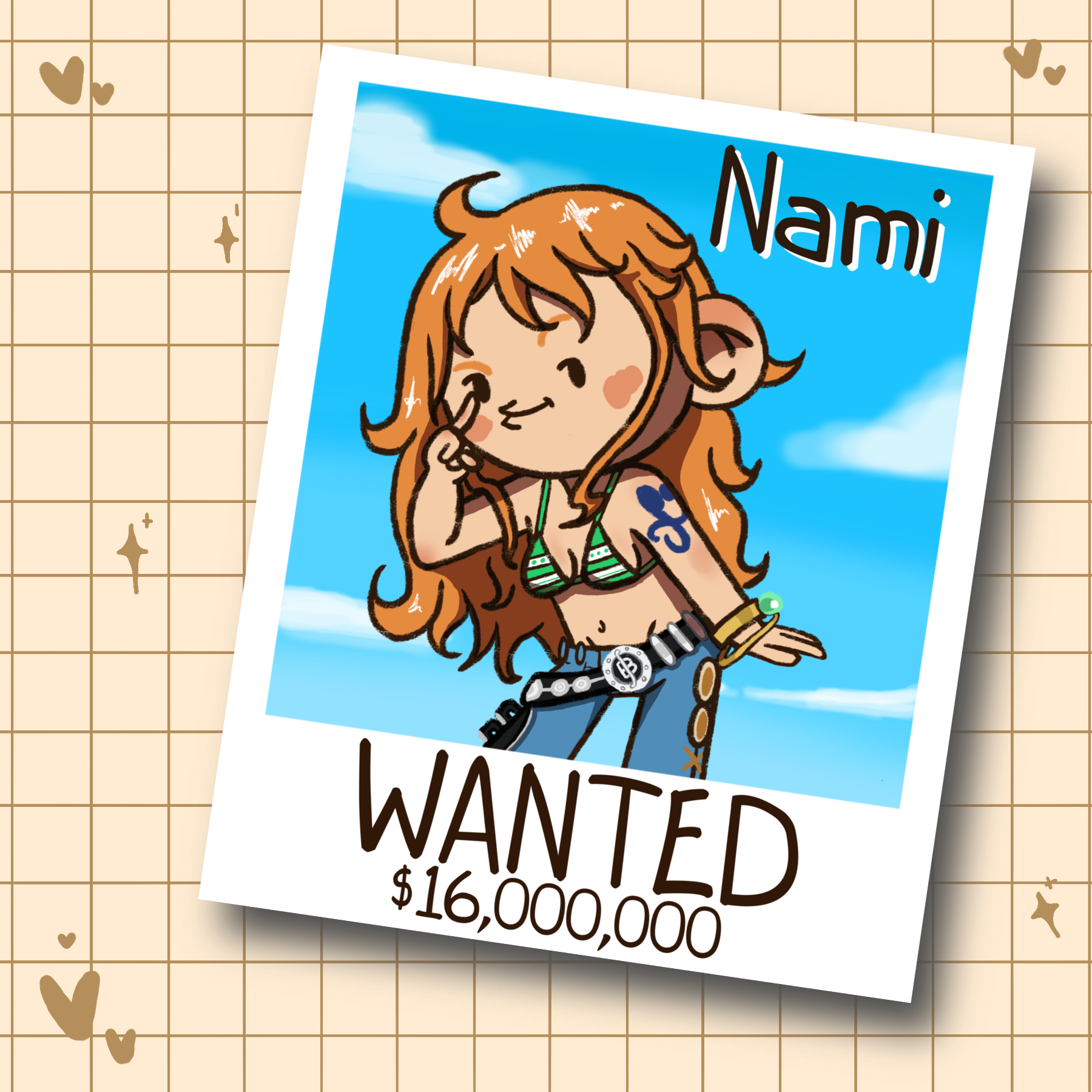 Nami Wanted One Piece Fan Art Print