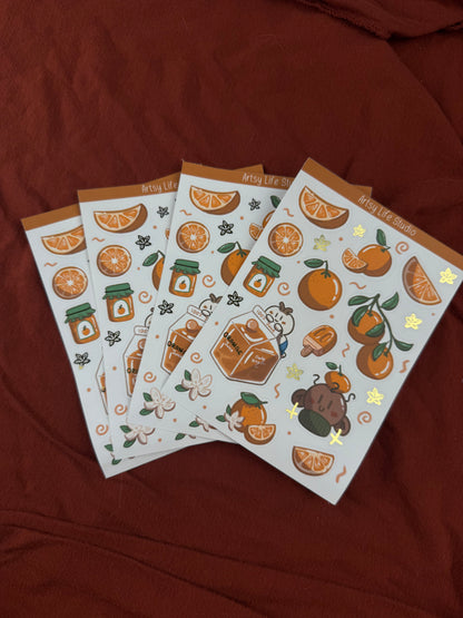 Noriko Orange and Gold Sticker Sheet