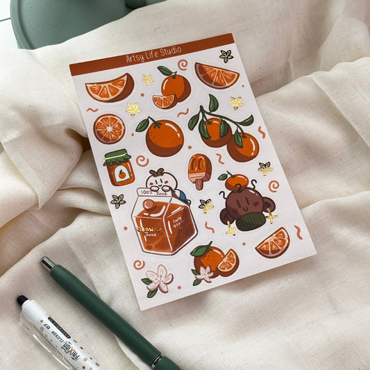 Noriko Orange and Gold Sticker Sheet