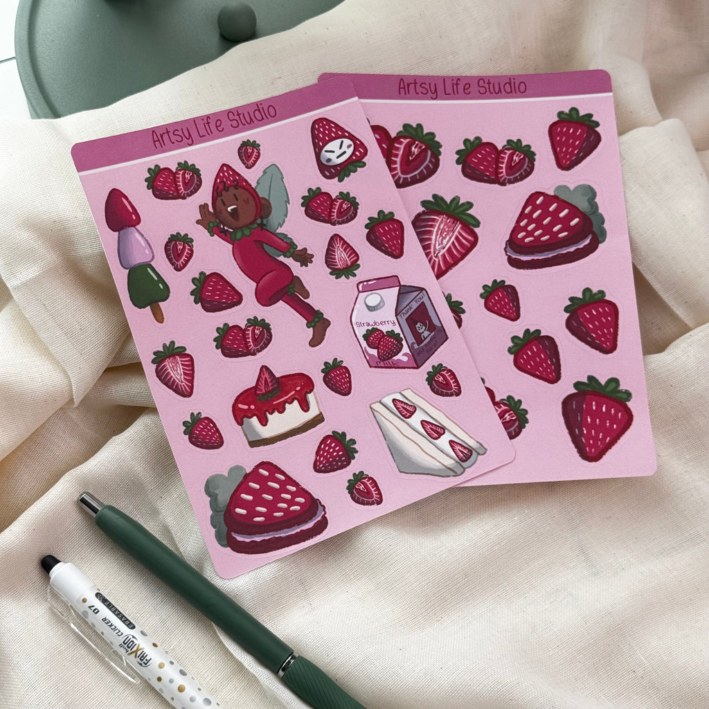 Strawberry Fairy Sticker Sheet Set
