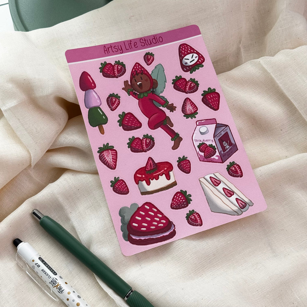 Strawberry Fairy Sticker Sheet Set