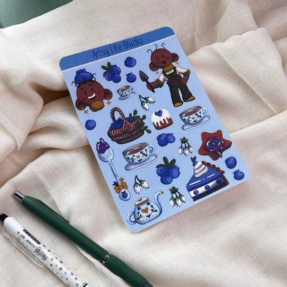 Blueberry Garden Cafe Sticker Sheet