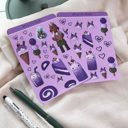 Taro Boba Sticker Sheet Set