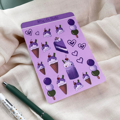 Taro Boba Sticker Sheet Set