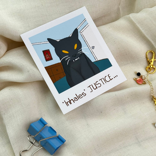*Inhales* Justice Cat Mini Art Print