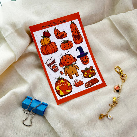 Pumpkin Crazed Autumn Waterproof Sticker Sheet