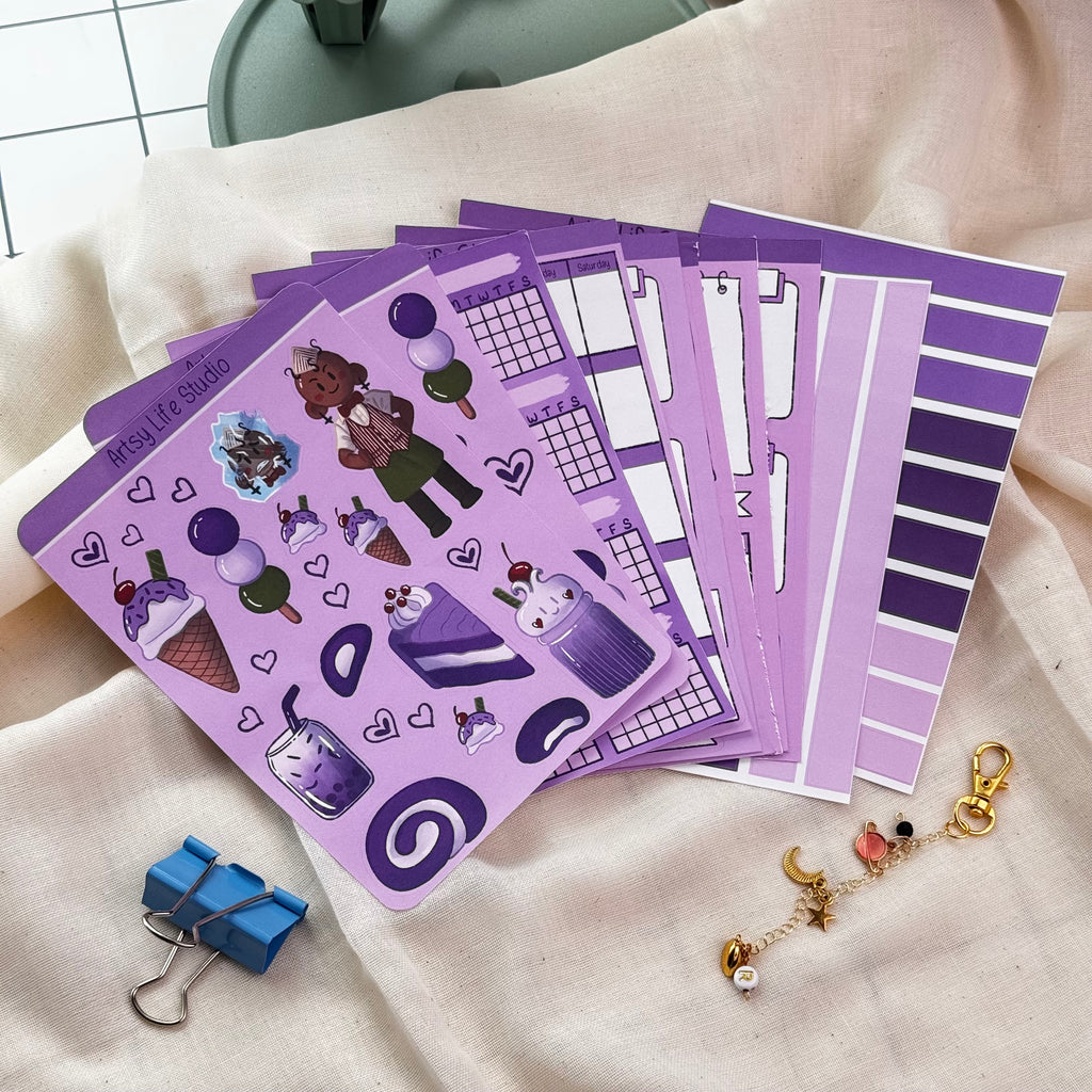 Taro Boba Journal Sticker Set
