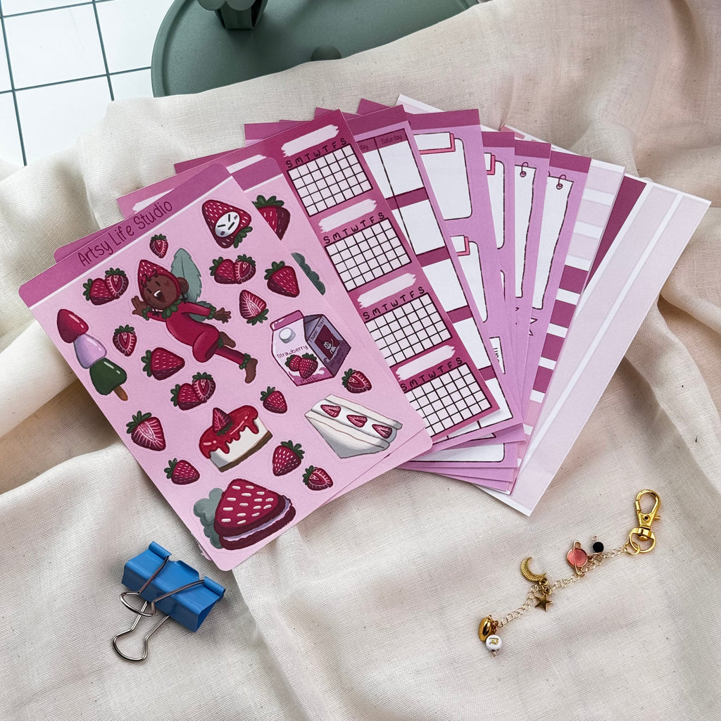 Strawberry Journal Sticker Set