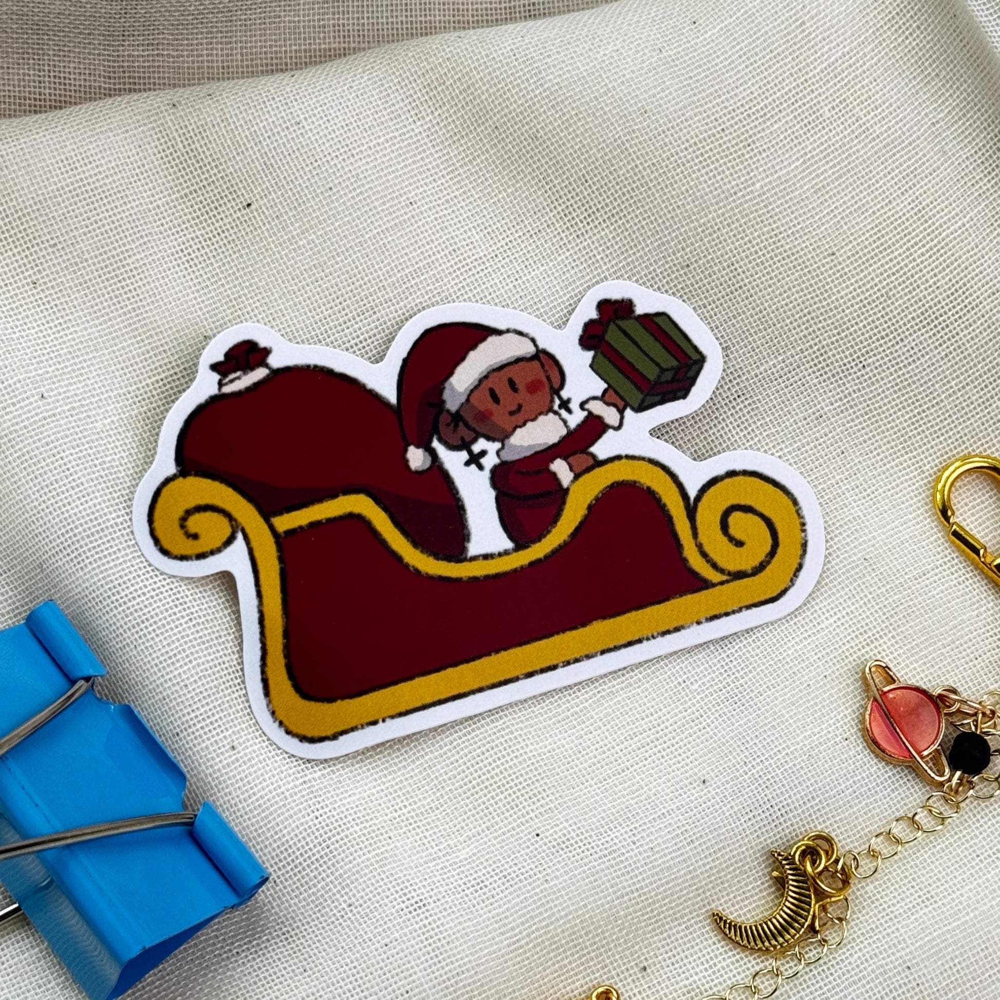 Santa is Coming Die Cut Sticker