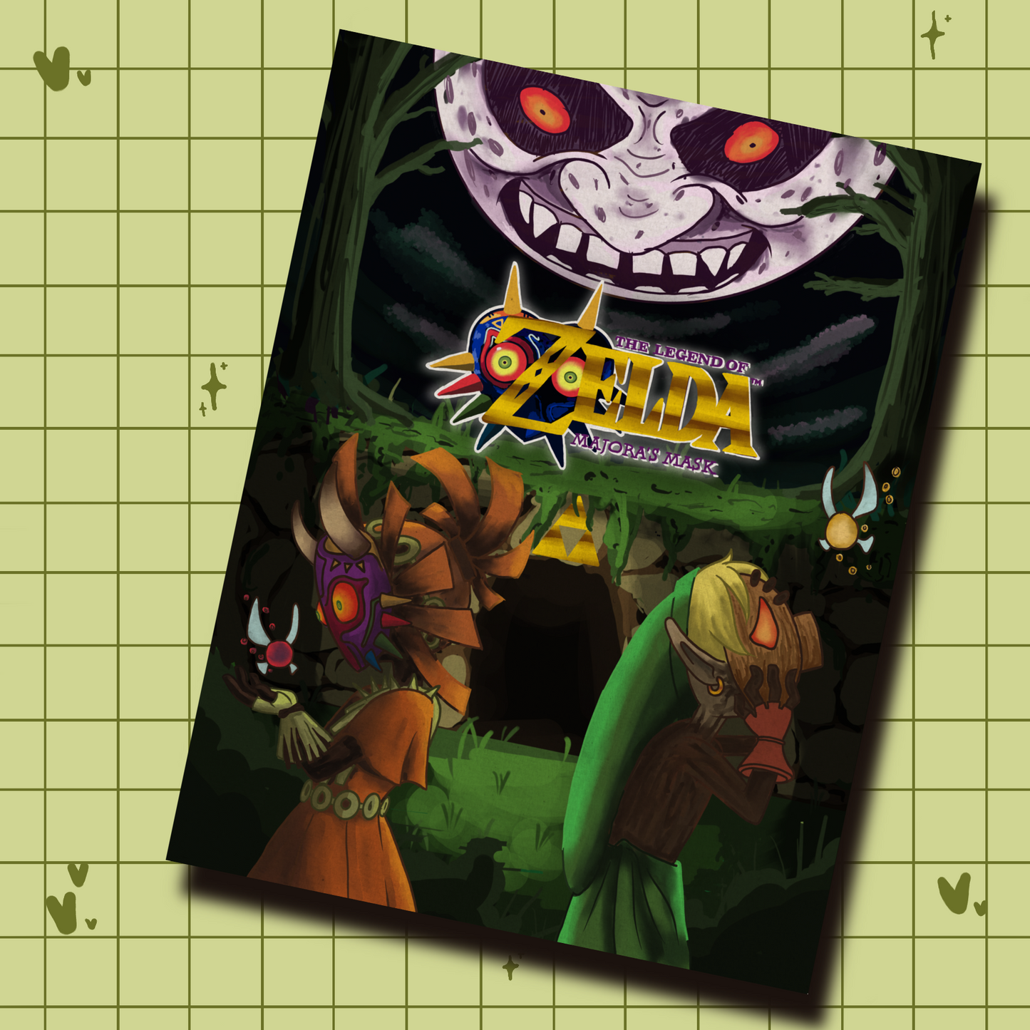 Majoras Mask Legend of Zelda Gold Foil Art Print