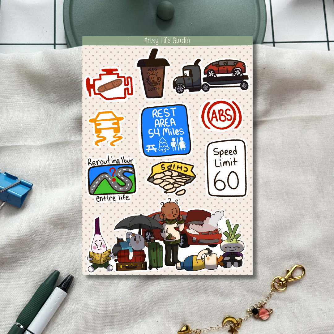 Roadside Realization Waterproof Sticker Sheet
